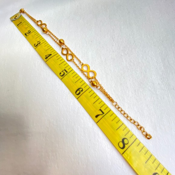 Gold Tone Double Stranded Bracelet Ball And Infinity Charms - Picture 6 of 6